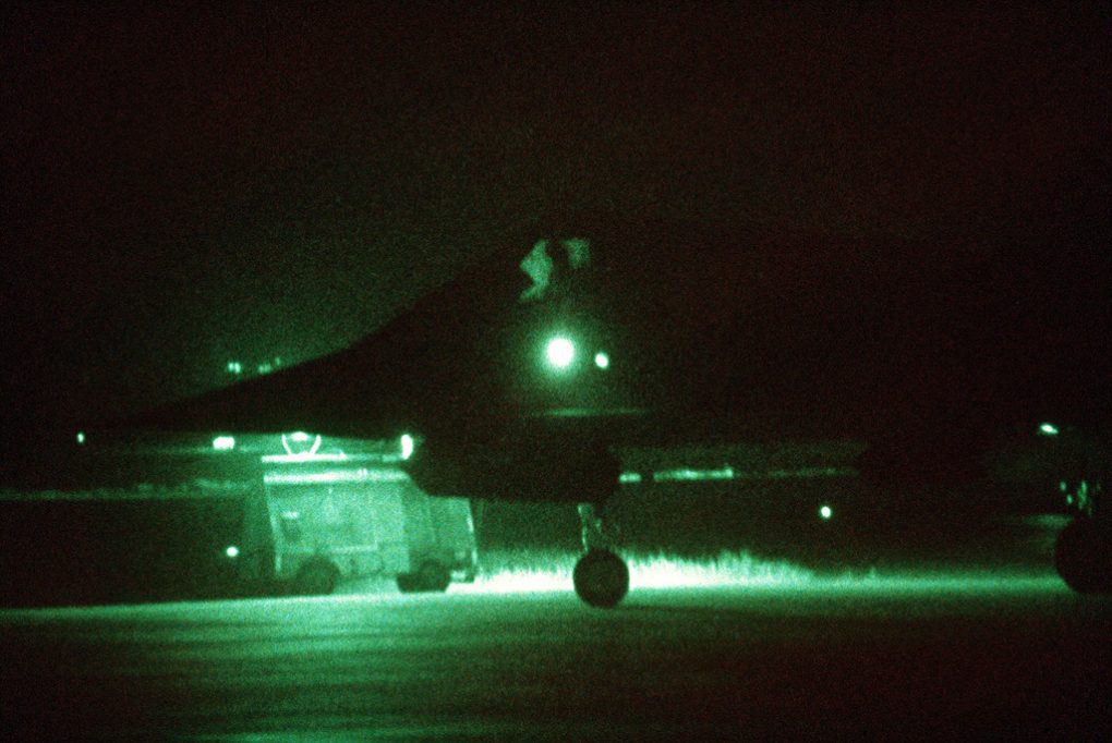 as seen through a night vision lens an f 117a aircraft from the 37th tactical 4e63d5